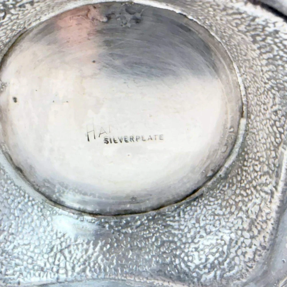 Hanle Vintage Silverplate Sugar Bowl Footed Ornate Grape Vine Double Handle